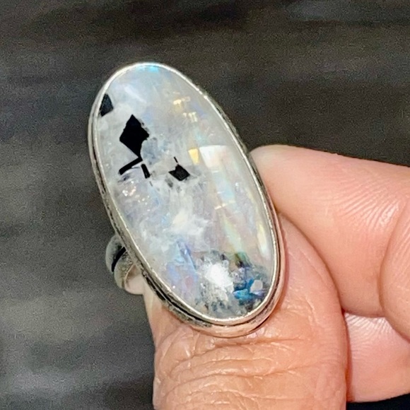 Rainbow Moonstone “The Visionary Stone” Ring 7 1/4 - Picture 12 of 14